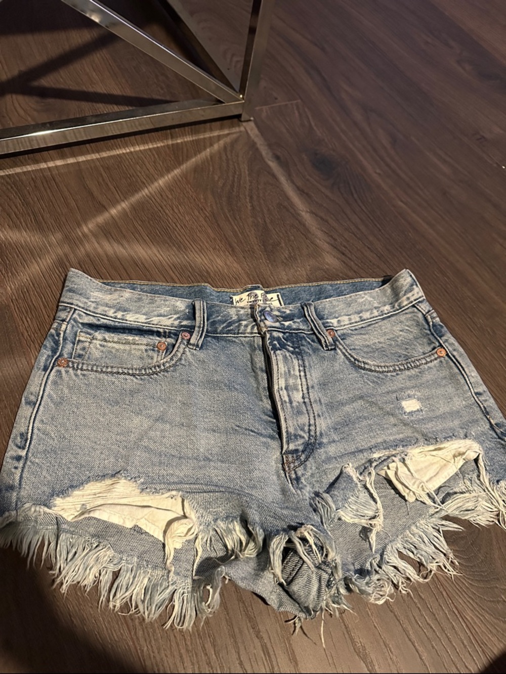 We The Free Light Blue Distressed Denim Cutoff Shorts